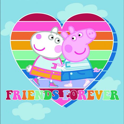 Tableau Peppa Pig Bleu clair  -Amis pour la Vie - -Friends Forever - 35 cm x 35 cm (1/3)