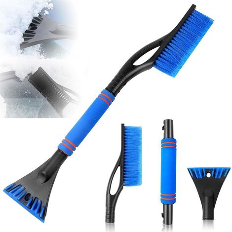 (Bleu) Grattoir à Glace et Brosse à Neige,Brosse à Neige pour Voiture,2 en 1 Grattoir à Glace et Brosse à Neige,Gratte Pare Brise,avec poignée en Mousse antidérapante,pour Voitures (1/5)