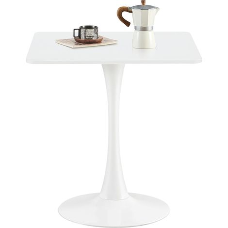 Eggree – Table de salle à manger carrée 70 x 70 cm – Pieds en métal – Plateau MDF finition mate – Pour 2 à 4 personnes – Montage simple (1/4)
