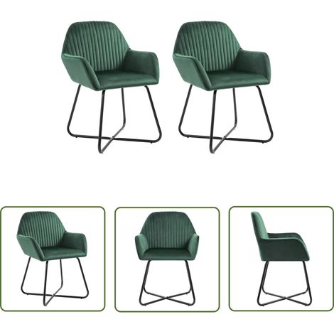 Lot de 2 Chaises de salle à manger - Chaises à dîner Vert Velours BV591953 - BonneVie (1/5)