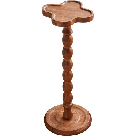 24x 24x 60cm Table Appoint Bistrot Bois, Tables Haute Cocktail Debout Moderne, Bout Canapé Rond Intérieur Petite, Table Basse Ronde pour Petit Espace, Salon, Chambre Coucher, Bar (Bois Noyer) (1/5)