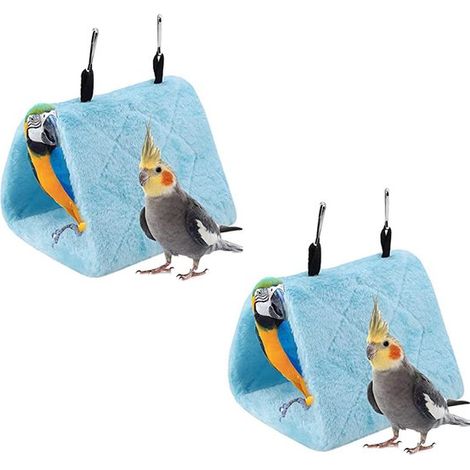 Hamaca de felpa para pájaros de 2 piezas, Tienda colgante, Cálida y suave, Casita cálida para pájaros, loros y agapornis, Gris (1/5)