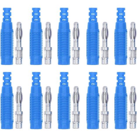 10er-Set Bananenstecker, Messing, PA-Buchse, Presspassung, Isolierrohr-Sondenadapter J.10031Blau