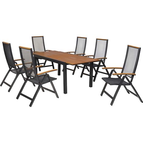 Itanos Set 7tlg Alu/Kunststoff Ausziehtisch 150 (200) x 90 cm