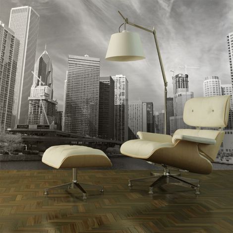 Papier Peint "Panorama de Chicago Noir & Blanc" 270 x 350 cm (1/2)