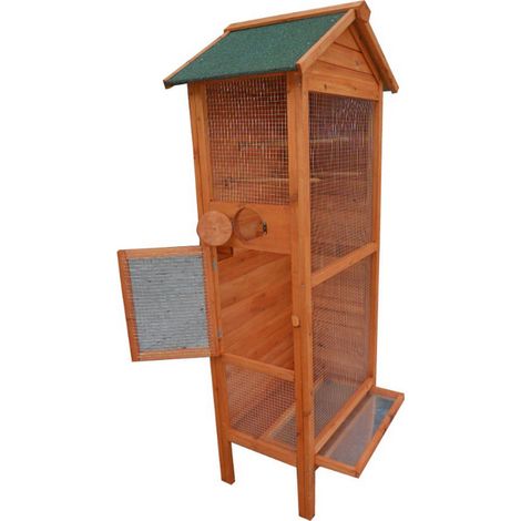 Habrita – Cage à oiseaux 0,42m2 pour 3-4 oiseaux – Bois sapin FSC – Toit bitumé – Dimensions 77,5 x 54,5 x 158 cm – POH775 (1/5)