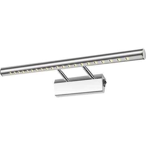 Applique murale LED 5W pour miroir de salle de bain, étanche IP44, orientable à 180°, avec interrupteur, en acier inoxydable, pour meuble de salle de bain ou toilettes. (1/4)