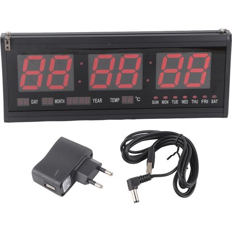 Horloge murale numérique LED avec calendrier, température, bureau et table, alimentation EU 110-240V, fournitures domestiques (1/5)