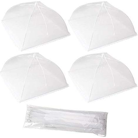 Lot de 4 grandes tentes de protection alimentaire pliables et résistantes en filet, réutilisables et faciles à ranger, protégeant les aliments des mouches et insectes. (1/5)