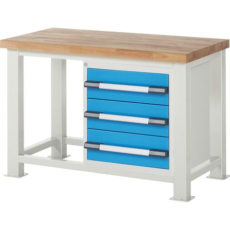 eurokraft pro, Établi pour charges lourdes, 3 tiroirs, l x p (1/2)