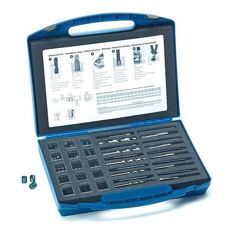 Coffret de réparation M5 à M12 210 filets inox. forets. tarauds manuels. broches de pose et rupteurs - BOLLHOFF OTALU SA