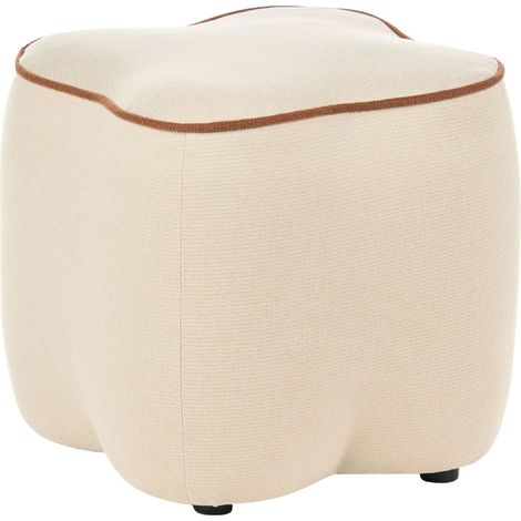 Pouffe Light Beige Fabric Upholstery Rectangular 35 x 35 Footstool Accent Decoration Living Room Bedroom JUNO (1/5)