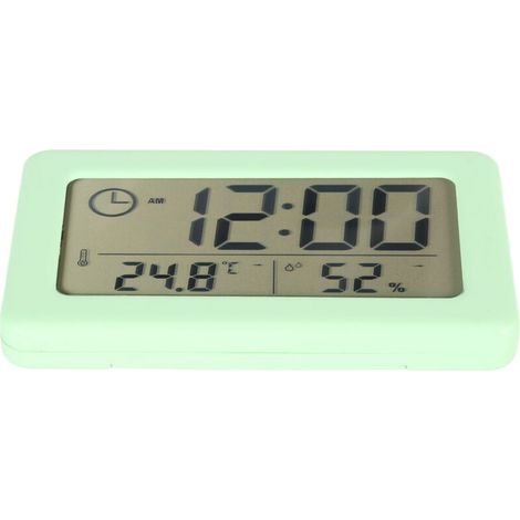 Orologio digitale LCD multifunzione, silenzioso, con rilevamento della luce notturna, sveglia elettronica per casa e camera da letto, verde -Crezuo