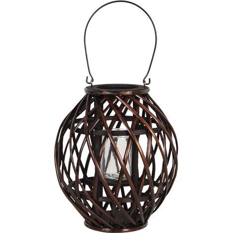 Lanterne Photophore en Bois Marron Porte-Bougie Décoratif pour la Maison 26 x 30 cm - PANGIVO (1/3)