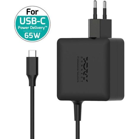 Laptop AC Adapter - PORT DESIGNS - GaN2 - 65W - 1.5m - USB-C - Black (1/3)