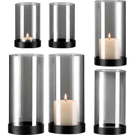 Set mit 6 Kerzenhaltern aus Rauchglas mit Metallfüßen (1/5)