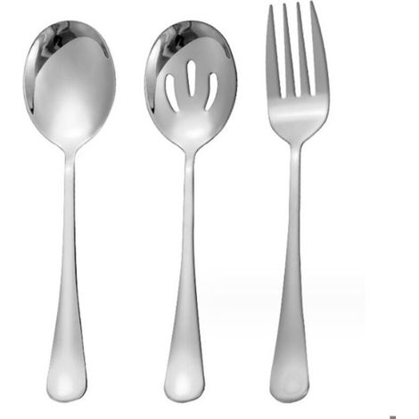 Serving spoons x 2 Slotted spoons x 2, forks x 2, buffet strainers, stainless steel banquet set, set