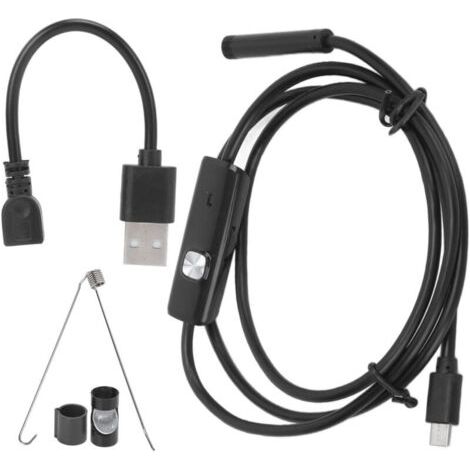 Caméra d'inspection endoscopique 7mm IP67 étanche avec 6 LED, câble de 2m pour diagnostics industriels et plomberie.