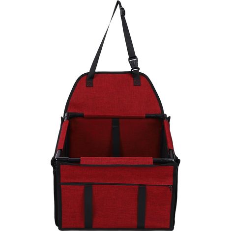 Siège d'auto pour Chien de Petite Taille, Rehausseur de Voiture Portable et Respirant pour Chiot, Lit de Transport pour Chien pour Le Printemps et l'été, 15,35 X 15,35 X 10,6 Pouces (Rouge) (1/5)