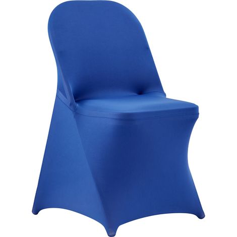 Housse de chaise bleue, lot de 50, en polyester et spandex, extensible, pour mariage, banquet, réception, s'adapte jusqu'à 45x46x77 cm. (1/5)