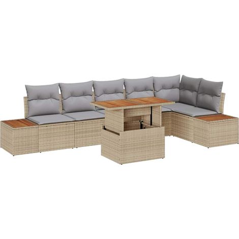 Garden Sofa Set 7 pcs Beige and Grey vidaXL (1/5)