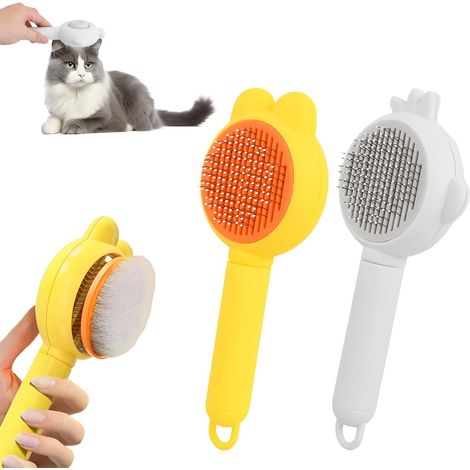 Ensemble de 2 peignes pour chat et chien, brosse autonettoyante pour animaux, brosse pour enlever les poils-AquaForge (1/5)