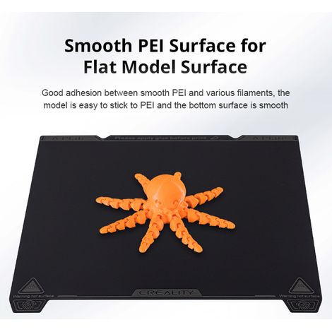 Creality K1 Max PEI Plaque de construction lisse 315 x 310 mm - Sans tapis magnétique souple - Retrait facile du modèle - Convient pour imprimante 3D et compatible avec les imprimantes FDM - Taille de (1/5)