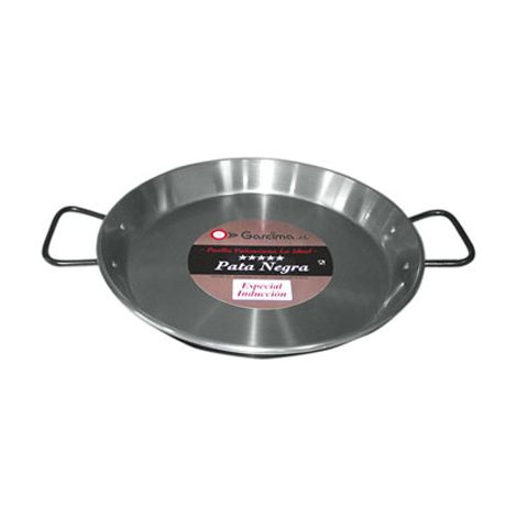 Paellera para induccion Ø42cm fabricada en acero pulido pata negra
