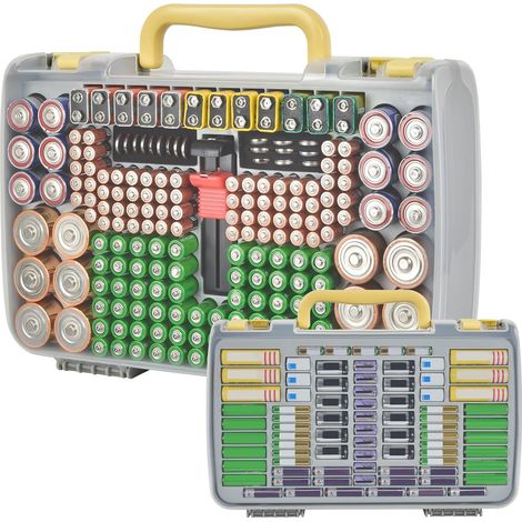 Organisateur de piles de grande capacité 269, avec testeur, porte-piles double face, pour piles AAAAA, C, D, 9 V, lithium, 3 V, CR123, CR1632, 18650, gris (1/5)