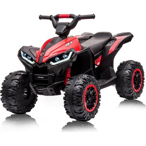 12V Quad Electrique pour Enfants, Voiture Electrique Enfant ATV avec Musique, Klaxon, Phare LED, 83x 53x 56cm Rouge