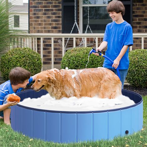 Bleue 140x30 cm - Piscine pliante conçu pour chiens chats Ø Baignoire portable pour animaux PVC antidérapant à multiples usages Couleur