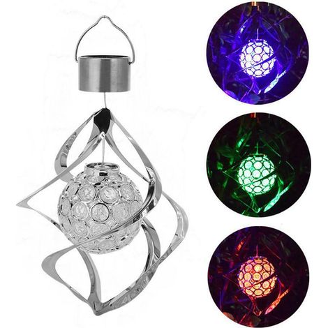Lampe solaire multicolore effet moulin à vent – Guirlande solaire avec pales – Lumière colorée et décorative