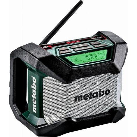 Metabo – Radio de chantier AM/FM Bluetooth – Compatible batteries 12-18V – Boîtier IP54 – Tuner numérique DSP – Câble secteur inclus