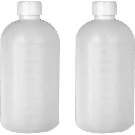 Set aus 2 graduierten 500-ml-Flaschen für Reagenzien aus Kunststoff mit schmalem Hals. – 17 x 7,7 cm – Transparent (1/4)