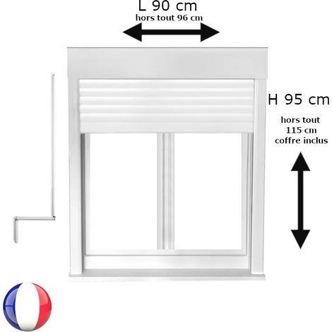 Fenêtre PVC avec volet roulant manivelle PVC H 95 x L 90 cm 2 vantaux pour pose en neuf (1/5)