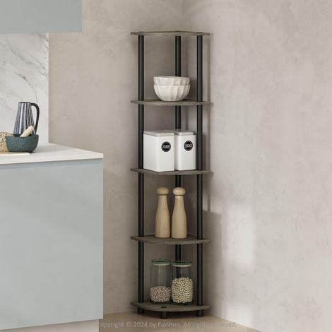 Étagère d’Angle, Étagère d’Angle 5 Niveaux, Unité d’étagère, pour Organisation et Rangement, Salon, Bureau à Domicile, Garage, Chambre, Chêne français (1/5)