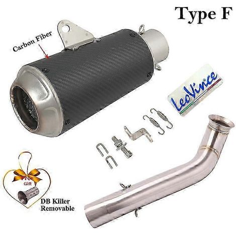 Système d'échappement pour moto, silencieux en fibre de carbone modifié, tube intermédiaire avec DB Killer, pour Husqvarna Svartpilen Vitpilen 701 (Type F) (1/5)