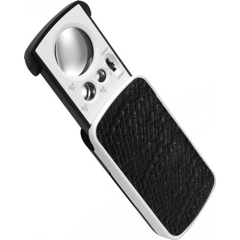 Lupa de joyero con aumentos de 30x, 60x y 90x, con luz LED y UV, lupa para joyería, lupa portátil. (1/5)