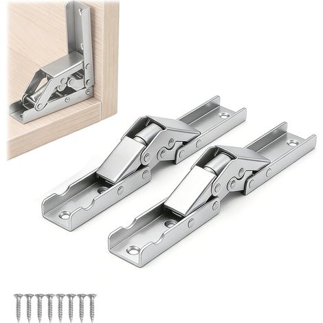 Charnière Invisible pour Porte Pliante, Plaque de Réparation pour Charnière de Porte, Charnière de Porte de Placard Invisible(90/180°), Pièces de Meubles pour Cadre de Table à Support Dissimul (1/5)