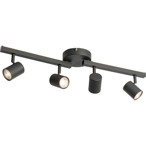 Ceiling Spotlight Black GU10 50mm 4-Lights Incl. Backlight - Back Up