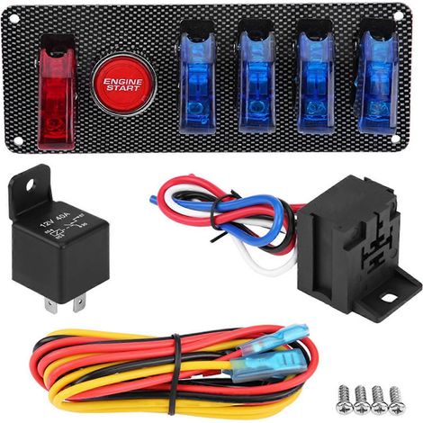 6-in-1-Motorstartknopf-Zündschalterpanel 12V-Steuerungssatz für Rennfahrzeuge (1/5)