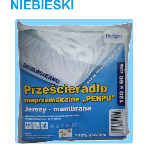 Drap-housse imperméable en jersey pour berceau bébé avec bande élastique de qualité supérieure 60 x 120 cm Bleu (1/5)