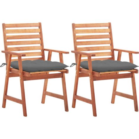 Sillas comedor de jardín 2 uds madera maciza acacia y cojines
