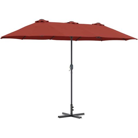Parasol de jardin pliant moderne 370 x 197 x 239 cm pratique durable ambiance contemporaine en polyester terre cuite (1/5)