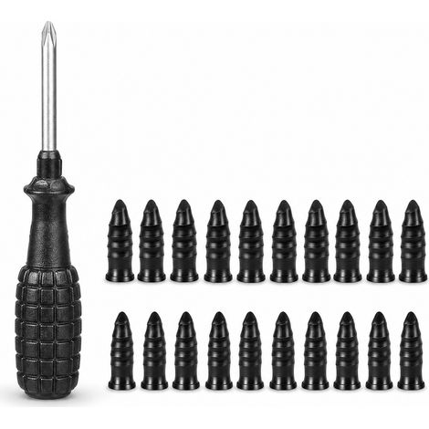 Clous de Réparation Pneu 20 avec Tournevis pour Moto Noir (1/5)
