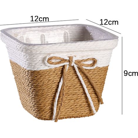 Cache-pot décoratif en coton violet avec fleurs fraîches et ficelle de corde en papier, contenant pour plante d'intérieur (1/5)