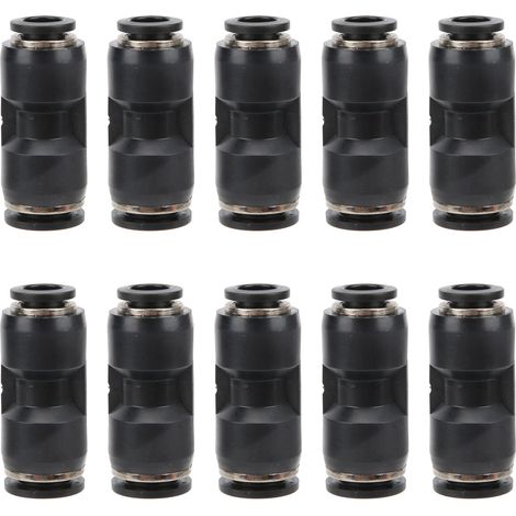 10Pcs Raccord réducteur pneumatique acier inox résine noir union droite tube PG12-8 (1/5)