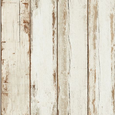 A.S. Creations – Papier peint vinyle beige trompe l'oeil – Motif bois – Lessivable et brossable – Raccord libre – 200g/m²