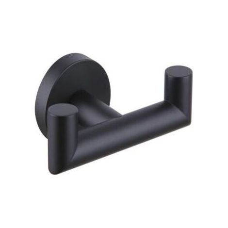 Porte-serviettes double noir mat, porte-serviettes en acier inoxydable, porte-serviettes rond avec double crochets en or noir pour salle de bain et cuisine (1/4)