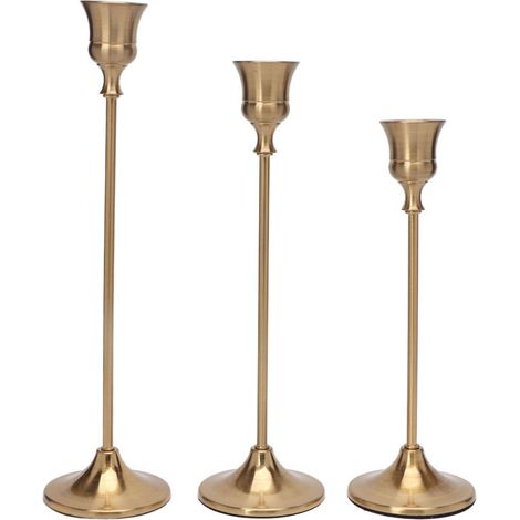 Bougeoir conique Style européen Vintage couleur laiton bougeoirs coniques décoration pour barre de fête de mariage (1/5)
